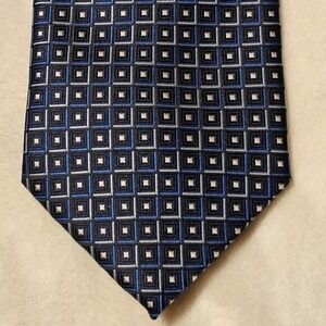 Stafford Essentials Tie NWT Dark Blue with Square Pattern